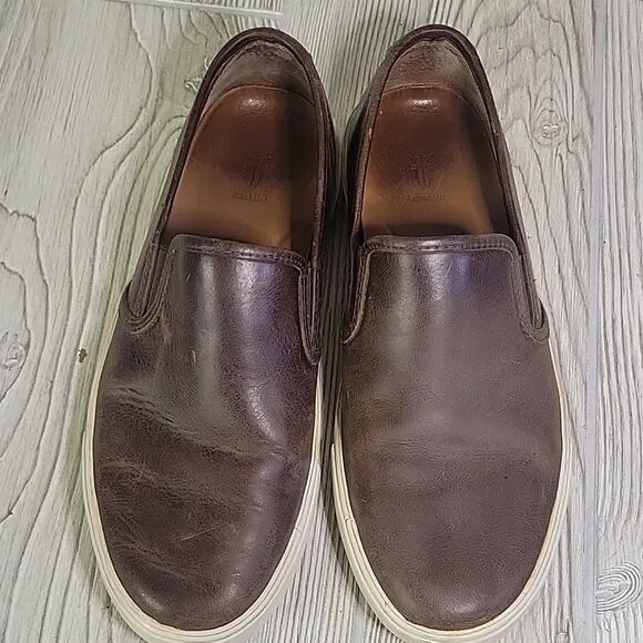Frye Brett Slip On Brown Leather Sneaker Loafers Mens Size 9.5