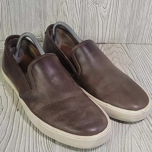 Frye Brett Slip On Brown Leather Sneaker Loafers Mens Size 9.5