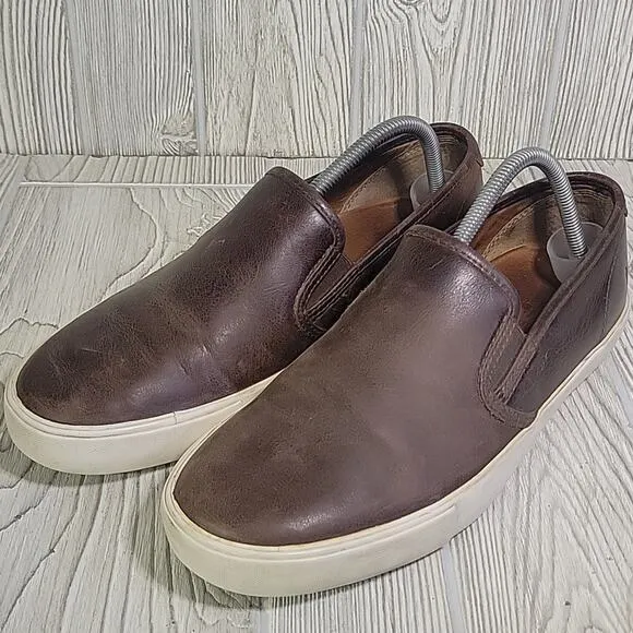 Frye Brett Slip On Brown Leather Sneaker Loafers Mens Size 9.5