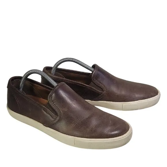 Frye Brett Slip On Brown Leather Sneaker Loafers Mens Size 9.5