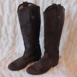 Frye brown leather button Melissa riding boot