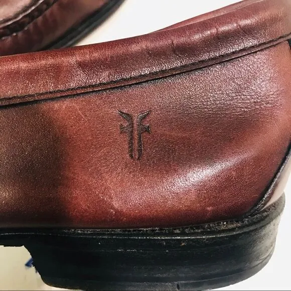 Frye brown tassel leather loafers    Size 9W
