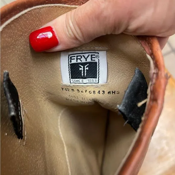 Frye Brown Leather Riding Boots Size 7.5 Harness Western Country Cowgirl Worn In