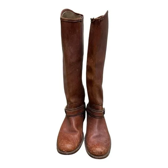 Frye Brown Leather Riding Boots Size 7.5 Harness Western Country Cowgirl Worn In