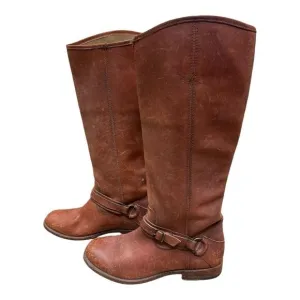 Frye Brown Leather Riding Boots Size 7.5 Harness Western Country Cowgirl Worn In
