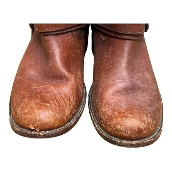 Frye Brown Leather Riding Boots Size 7.5 Harness Western Country Cowgirl Worn In