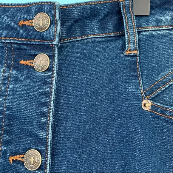 Frye Button Down Stretch A-Line Mini Denim Jean Cowgirl Western Skirt 10