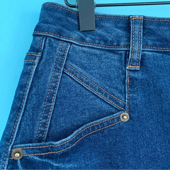 Frye Button Down Stretch A-Line Mini Denim Jean Cowgirl Western Skirt 10