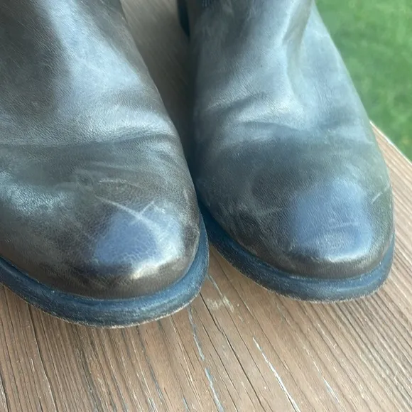 Frye Carson Button Tall Riding Boot Gray Leather Size 8