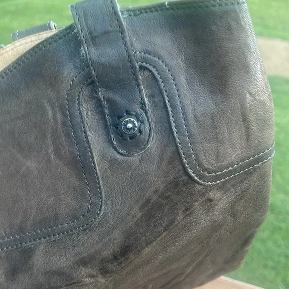 Frye Carson Button Tall Riding Boot Gray Leather Size 8