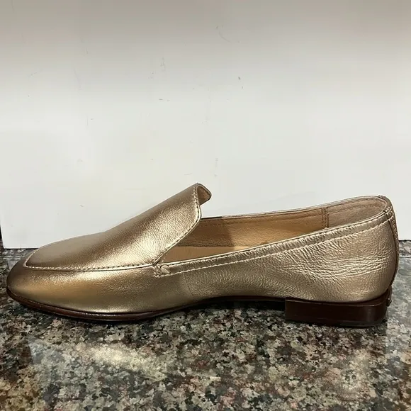 Frye Claire Venetian Leather Slip-On Loafers 6 M Lunar Metallic light gold NEW