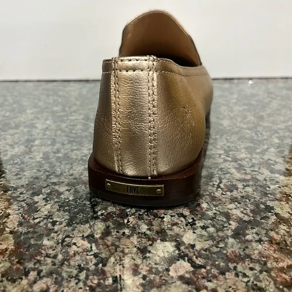 Frye Claire Venetian Leather Slip-On Loafers 6 M Lunar Metallic light gold NEW