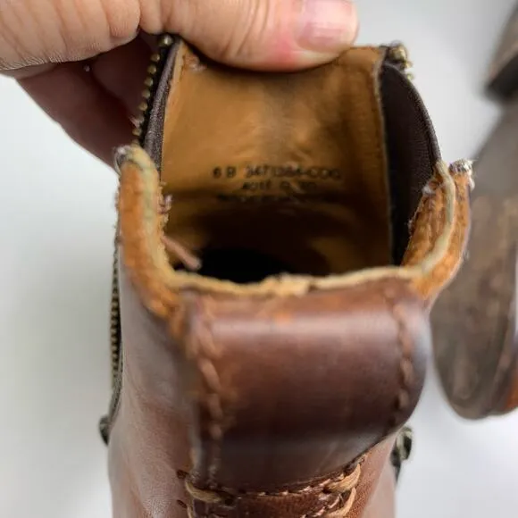 FRYE Cognac Brown Leather Carly Zip Chelsea‎ Boots Size 6