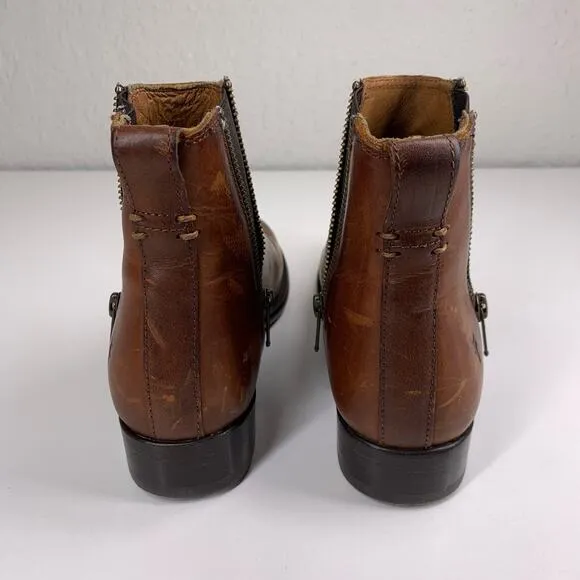 FRYE Cognac Brown Leather Carly Zip Chelsea‎ Boots Size 6