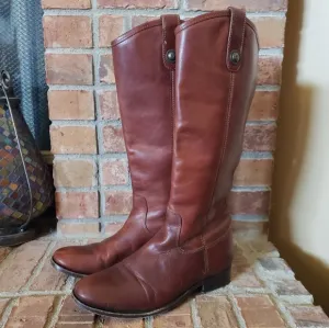Frye Cognac Melissa Button Riding Boots
