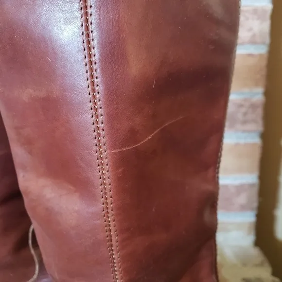 Frye Cognac Melissa Button Riding Boots