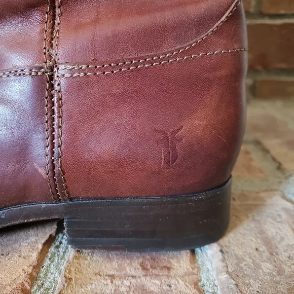 Frye Cognac Melissa Button Riding Boots