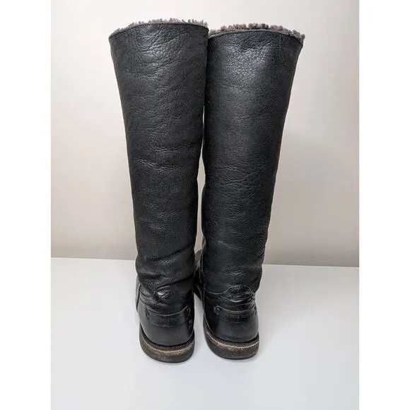 Frye Company Tall Knee High Black Shearling Lined Riding Boots Size 7.5