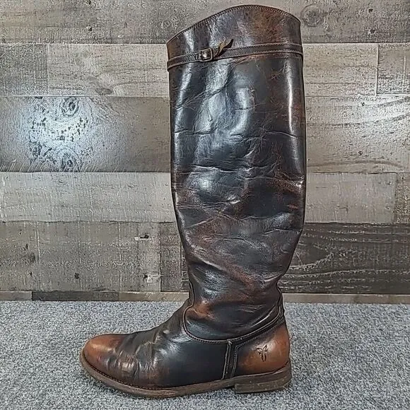 Frye Fey Dark Brown Equestrian Riding‎ Leather Knee High Boots 76125  Women 9.5B