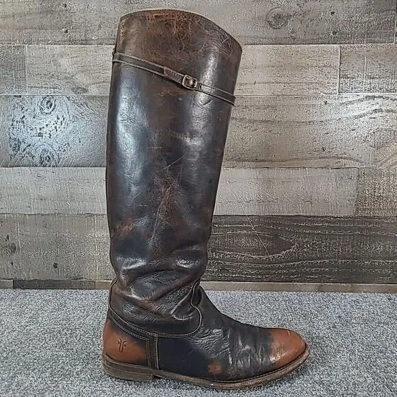 Frye Fey Dark Brown Equestrian Riding‎ Leather Knee High Boots 76125  Women 9.5B