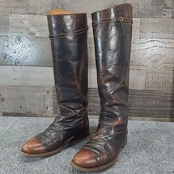 Frye Fey Dark Brown Equestrian Riding‎ Leather Knee High Boots 76125  Women 9.5B