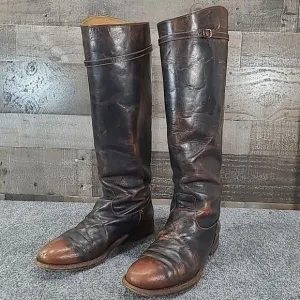 Frye Fey Dark Brown Equestrian Riding‎ Leather Knee High Boots 76125  Women 9.5B