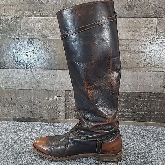 Frye Fey Dark Brown Equestrian Riding‎ Leather Knee High Boots 76125  Women 9.5B