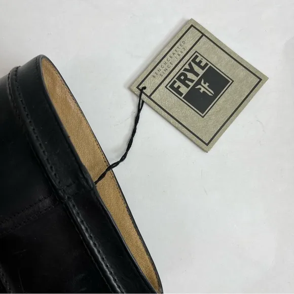 Frye Jane Boots 8.5 B Black Leather Knee High Tall Brown Heel Riding