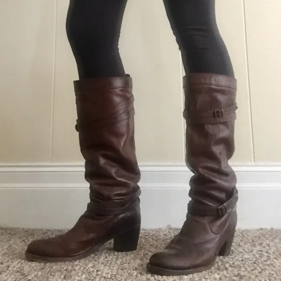 Frye Jane Harness Moto Riding Boots Thursday Ugg Steve Madden marc fisher Dingo