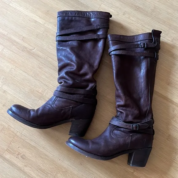 Frye Jane Harness Moto Riding Boots Thursday Ugg Steve Madden marc fisher Dingo