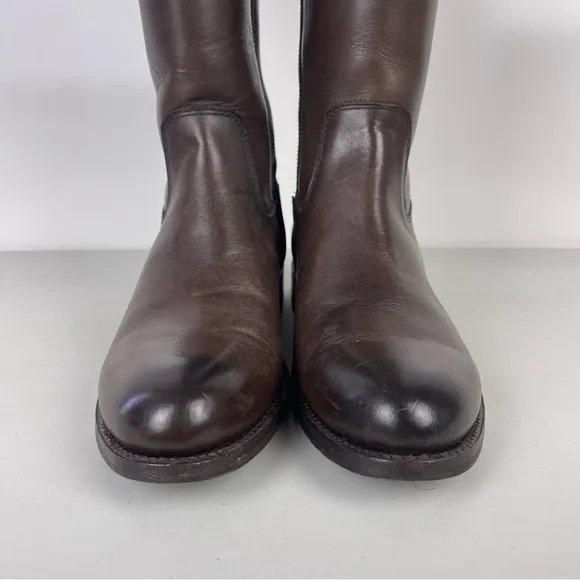 FRYE Jayden Button Tall Riding Boots Brown Leather Women's Size 8.5B