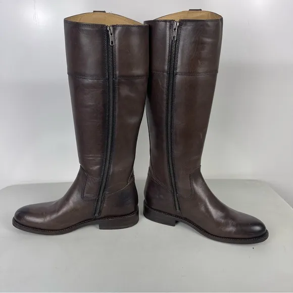 FRYE Jayden Button Tall Riding Boots Brown Leather Women's Size 8.5B