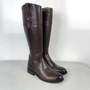 FRYE Jayden Button Tall Riding Boots Brown Leather Women's Size 8.5B