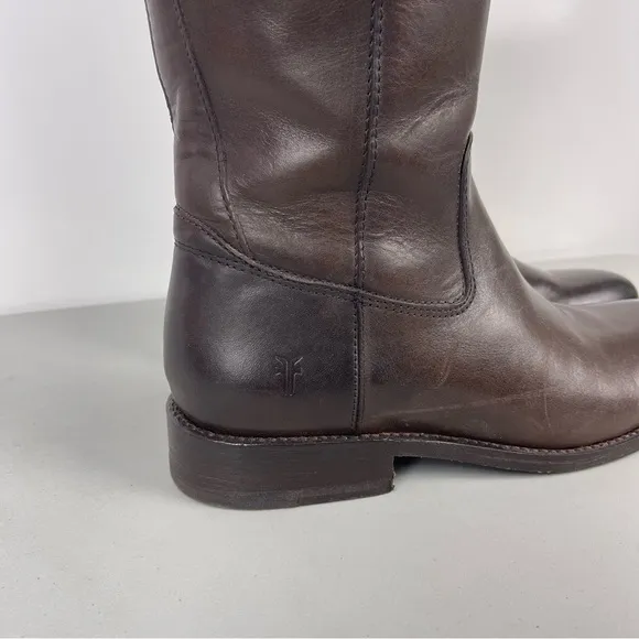 FRYE Jayden Button Tall Riding Boots Brown Leather Women's Size 8.5B