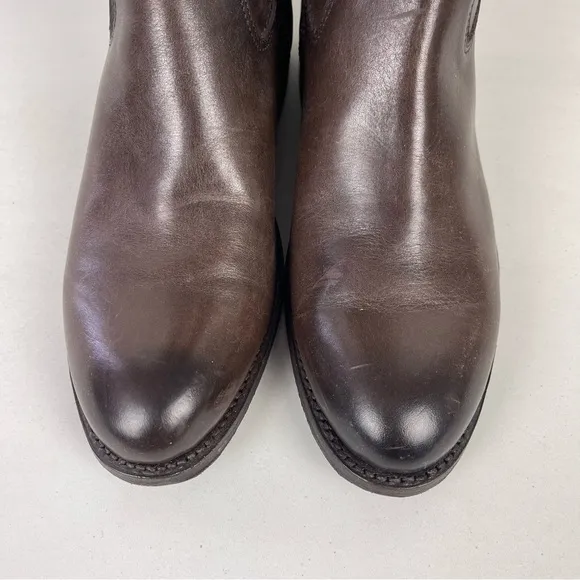FRYE Jayden Button Tall Riding Boots Brown Leather Women's Size 8.5B