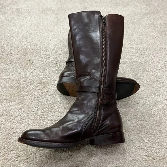 Frye Jordan Strap Tall Leather Riding Boots Brown Women’s Size 7.5 B Knee High