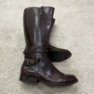 Frye Jordan Strap Tall Leather Riding Boots Brown Women’s Size 7.5 B Knee High