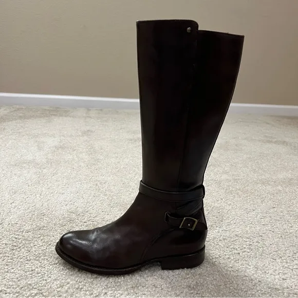 Frye Jordan Strap Tall Leather Riding Boots Brown Women’s Size 7.5 B Knee High