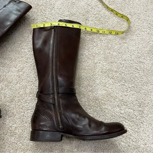 Frye Jordan Strap Tall Leather Riding Boots Brown Women’s Size 7.5 B Knee High