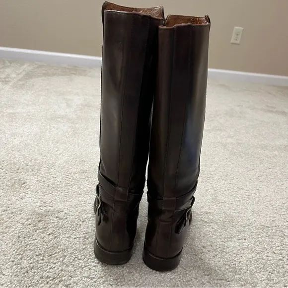 Frye Jordan Strap Tall Leather Riding Boots Brown Women’s Size 7.5 B Knee High
