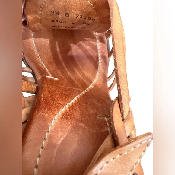 FRYE‎ JOY Brown Huarache Leather Designer Platform Strappy Sandals 9.5 B