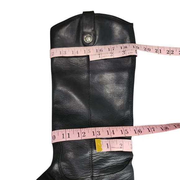 Frye Knee High Riding Boots sz 7B Women Melissa Button Black Leather Equestrian