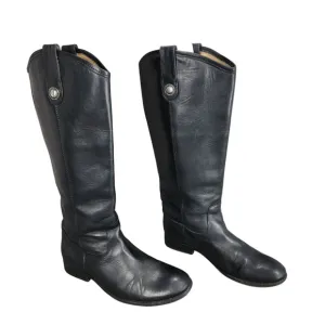 Frye Knee High Riding Boots sz 7B Women Melissa Button Black Leather Equestrian