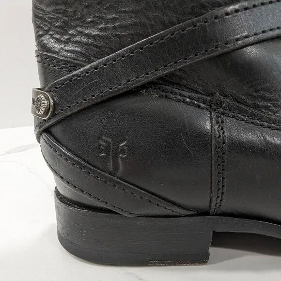 Frye Lindsay Plate Women's Size 7.5 Black Tall Knee Leather Riding Boots 76976