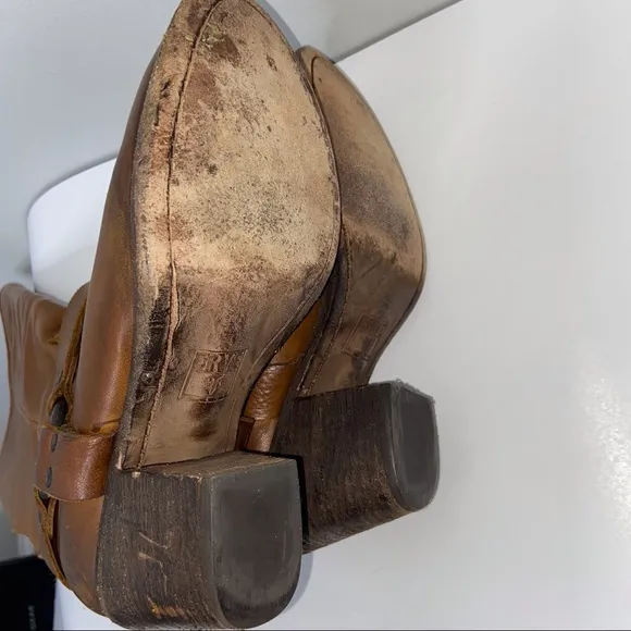 Frye Long Block Heel Riding Boots Cognac 7