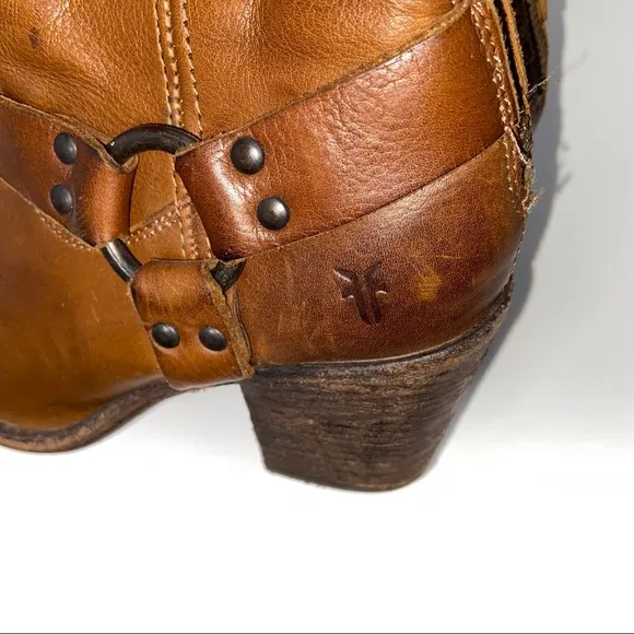 Frye Long Block Heel Riding Boots Cognac 7