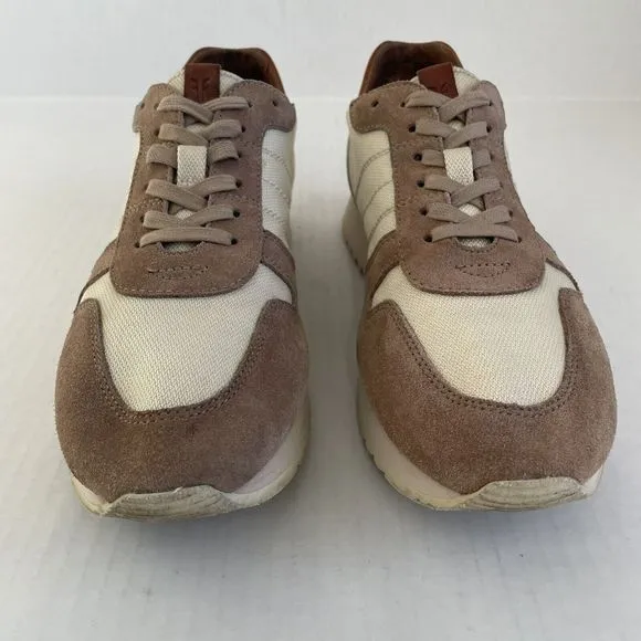 Frye Ludlow Runner Mens Cream &amp; Brown Canvas Leather Sneakers Size US 9.5 42-43
