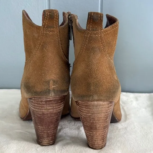 Frye Madeline Brown Suede Boots 6.5M Western Boho Chic Festival Short Booties