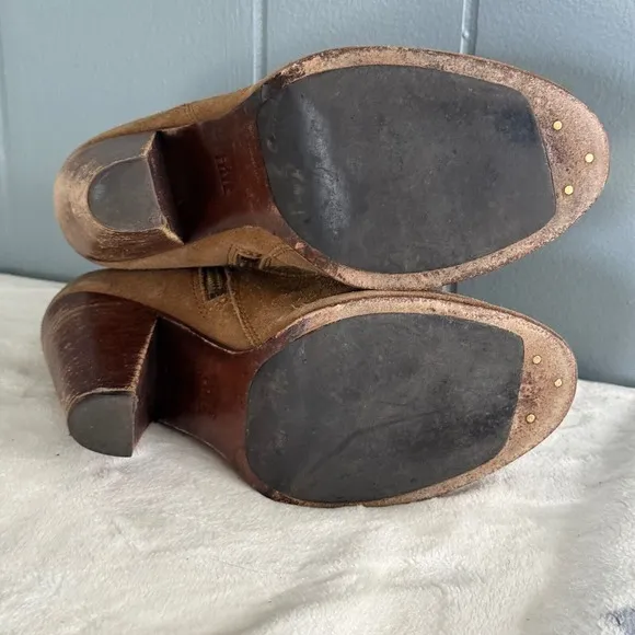 Frye Madeline Brown Suede Boots 6.5M Western Boho Chic Festival Short Booties