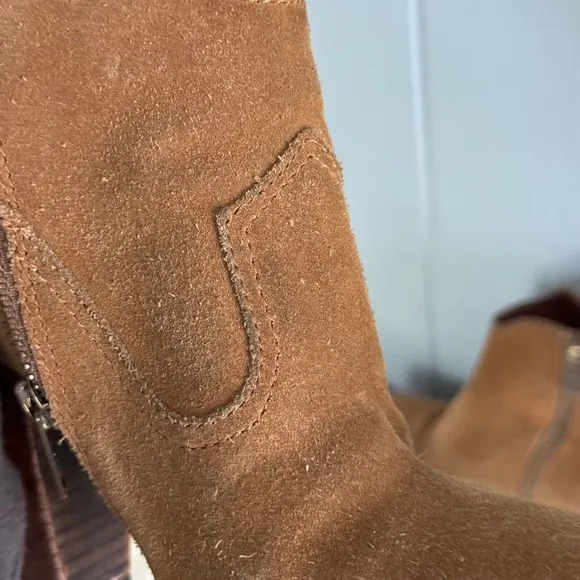 Frye Madeline Brown Suede Boots 6.5M Western Boho Chic Festival Short Booties